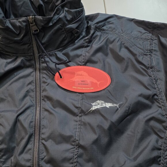 Tommy Bahama Windbreaker Half Zip Jacket Men M Navy Anorak LS Hood Preppy Nautic - Picture 10 of 16